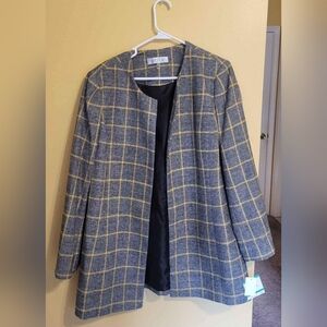 Gray and yellow plaid Blazer